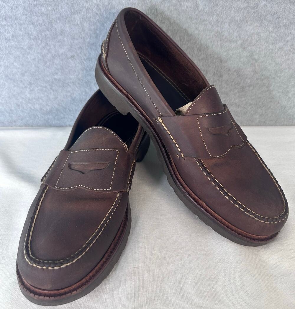 L.L. Bean Men's sz 12 Classic Penny Loafer Leather Nubuck Brown Slip On
